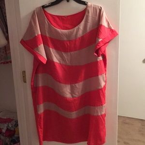 Stripped Coral & Nude Summer Dress